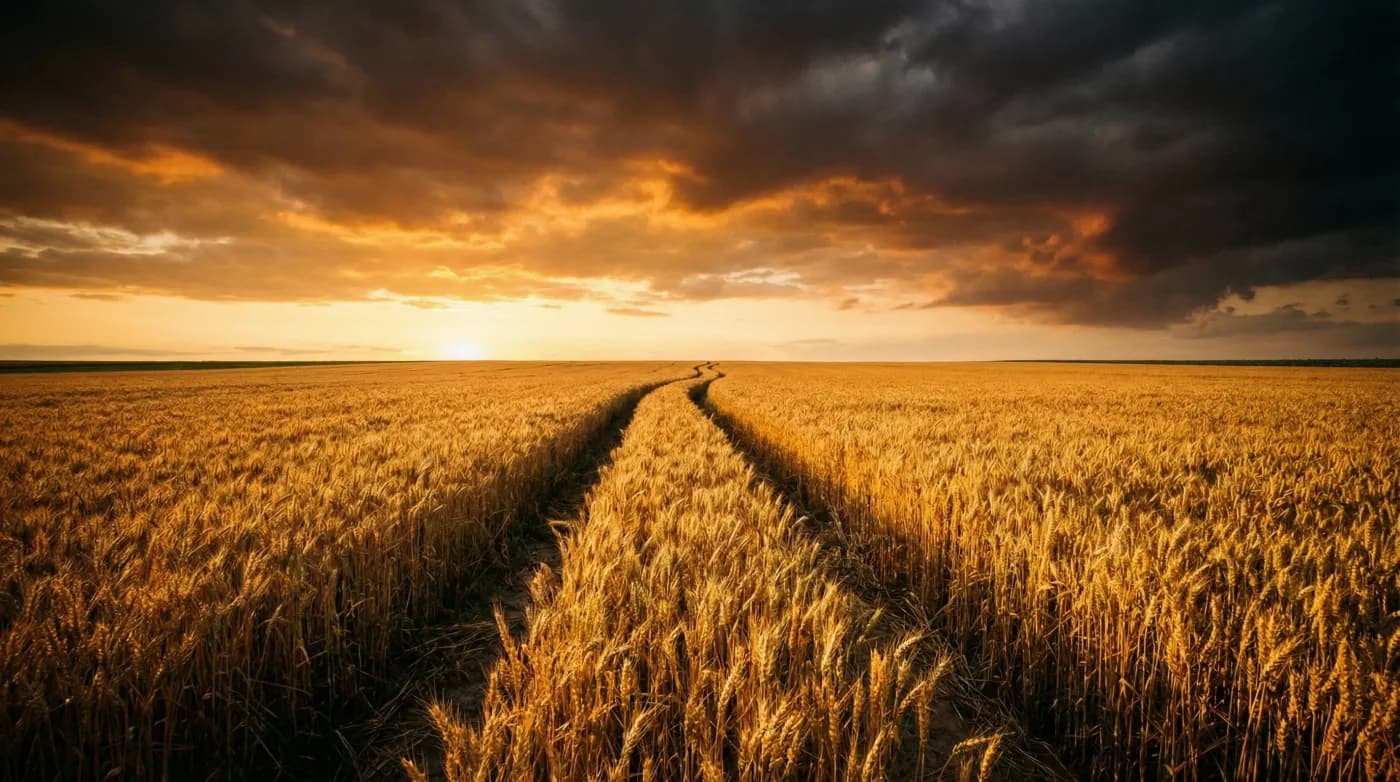 Golden wheat field at harvest — the farms we serve